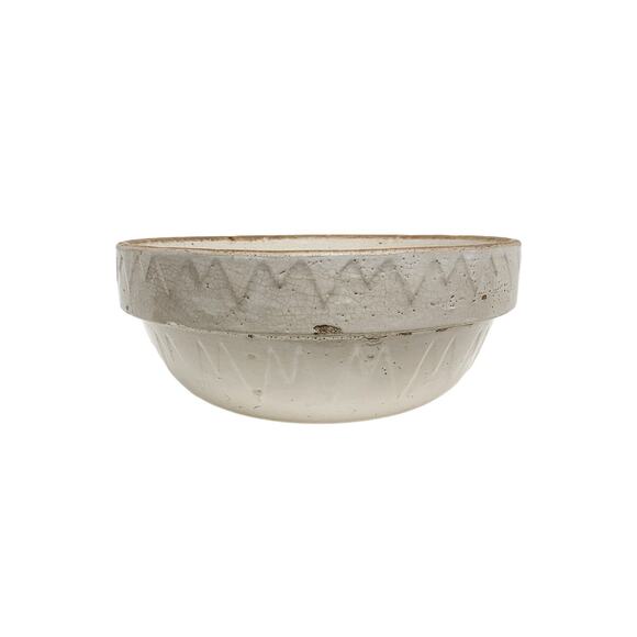 Vintage Ruckels Pottery Large Crock Bowl Sawtooth Stoneware 12" - Picture 4 of 12